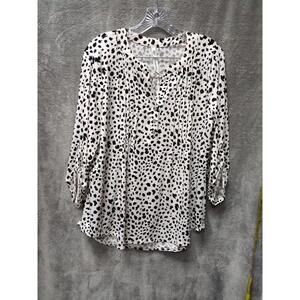 NY Collection Top Womens Large White Cheetah‎ Print